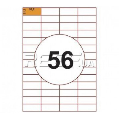 Этикетка A4 - 56 штук на листе 52,2x21,2 (100 листов)