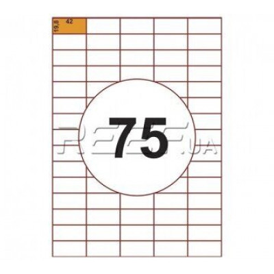 Этикетка A4 - 75 штук на листе 42x19,8 (100 листов)