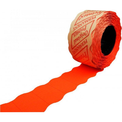 Етикет-стрічка 26x12 фігурна червона Printex